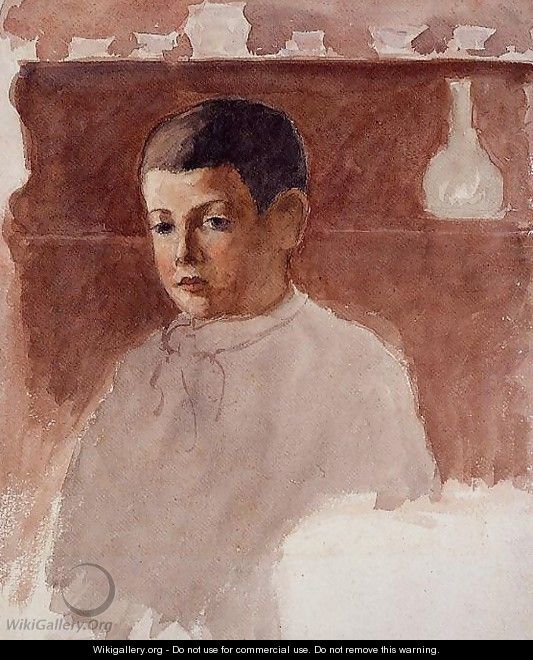 Half-Length Portrait of Lucien Pissarro - Camille Pissarro