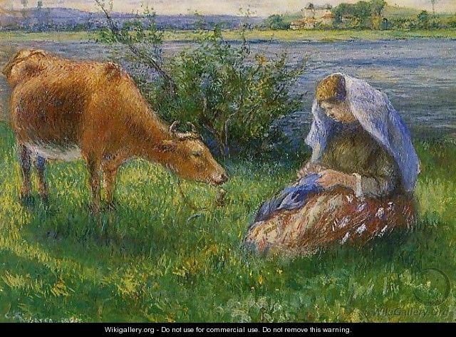 Cowherd, Pontoise I - Camille Pissarro