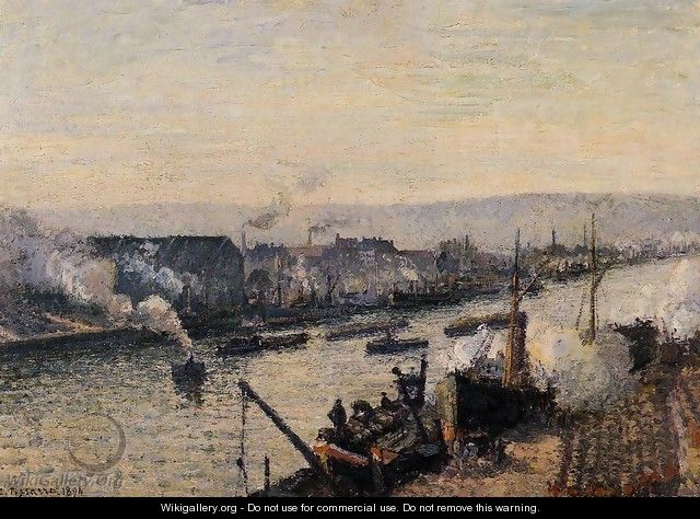 The Port of Rouen, Saint-Sever - Camille Pissarro