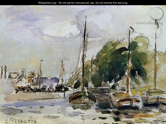 Boats at Dock - Camille Pissarro