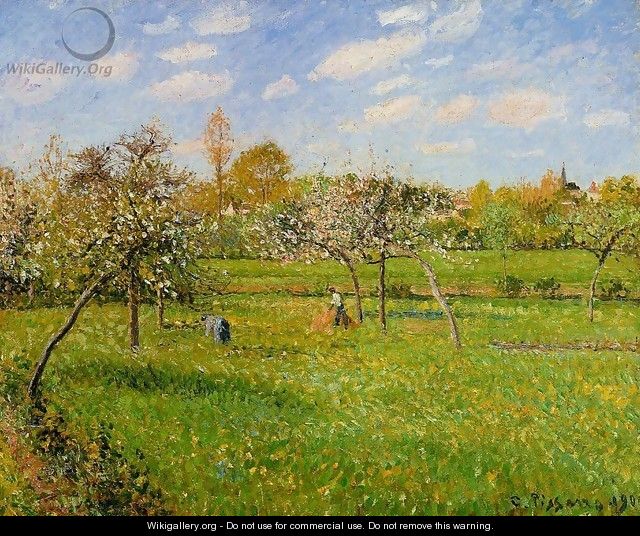 Morning, Spring, Grey Weather, Eragny - Camille Pissarro