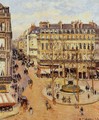 Rue Saint-Honore: Morning Sun Effect, Place du Theatre Francais - Camille Pissarro