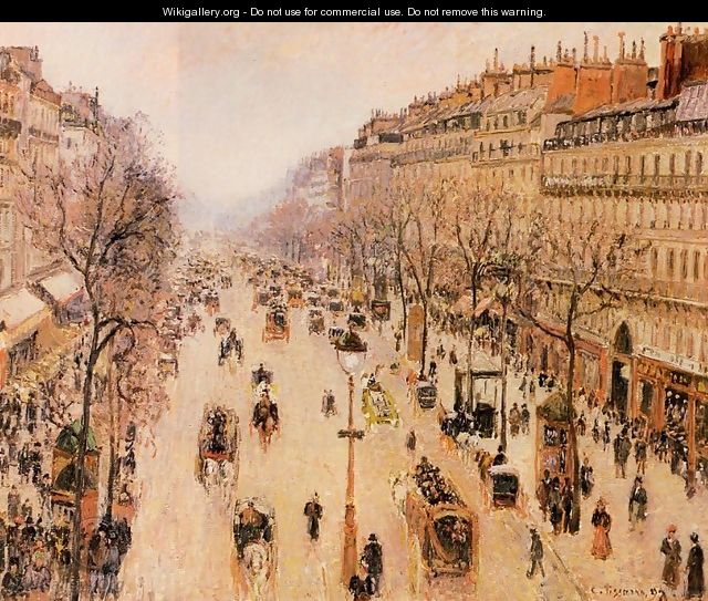 Boulevard Montmartre: Morning, Grey Weather - Camille Pissarro