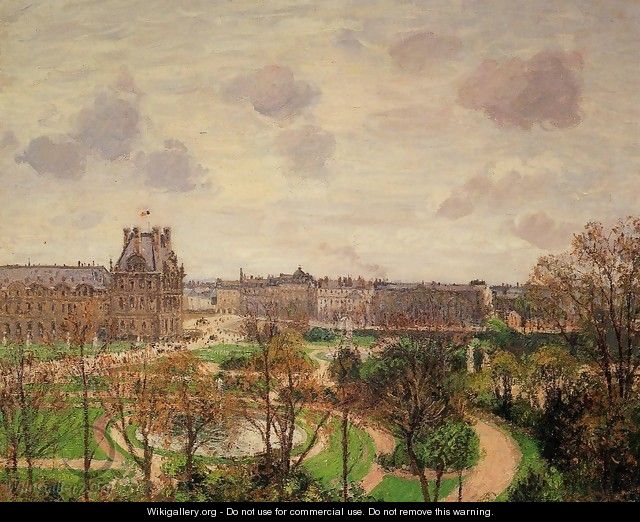 Garden of the Louvre: Morning, Grey Weather - Camille Pissarro