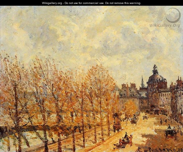 Quai Malaquais, Morning, Sunny Weather - Camille Pissarro