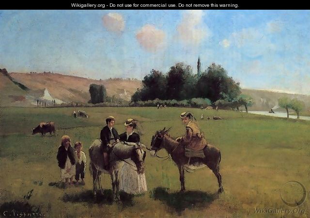 The Donkey Ride at Le Roche Guyon - Camille Pissarro
