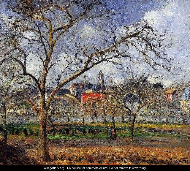 On Orchard in Pontoise in Winter - Camille Pissarro