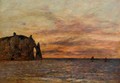 Etretat: the Falaise d'Aval at Sunset - Eugène Boudin