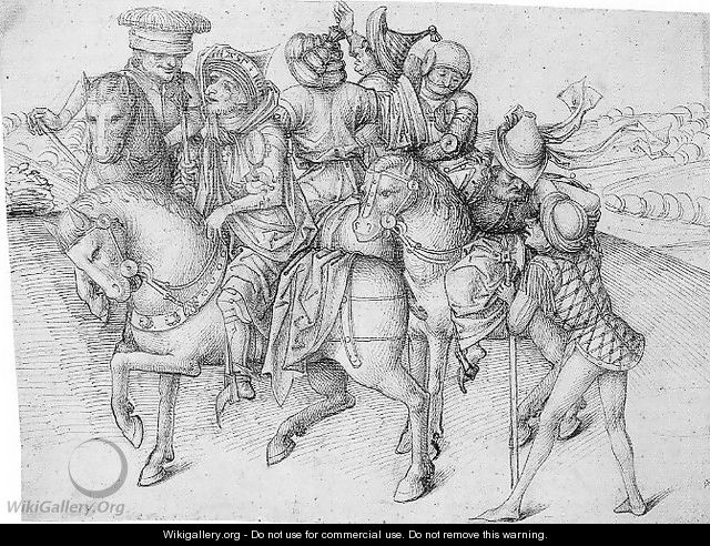 Group of Men on horseback: Study for a Crucifixtion - Nuremberg Master