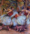 Three Dancers, Blue Skirts, Red Blouses - Edgar Degas