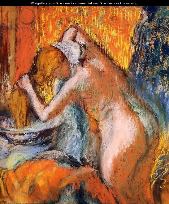 After the Bath, Woman Drying Her Hair - Edgar Degas