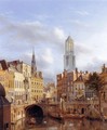 The Oudegracht with a View of the Old Town Hall and the Dom Tower beyond, Utrecht - Georg-Gillis Haanen