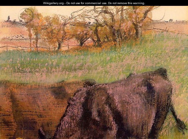 Landscape: Cows in the Foreground - Edgar Degas