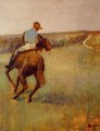 Jockey in Blue on a Chestnut Horse - Edgar Degas