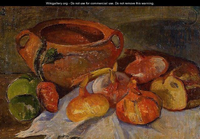 Still Life: Pit, Onions, Bread and Green Apples - Jacob de Haan
