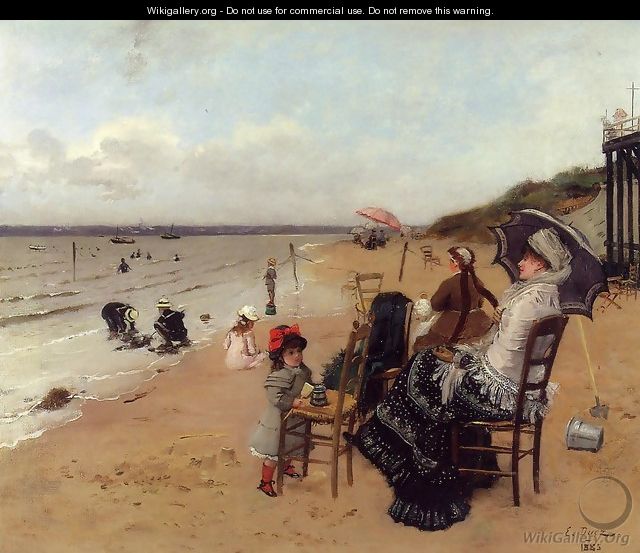 Mother and Daughter on the Beach - Ernest Ange Duez