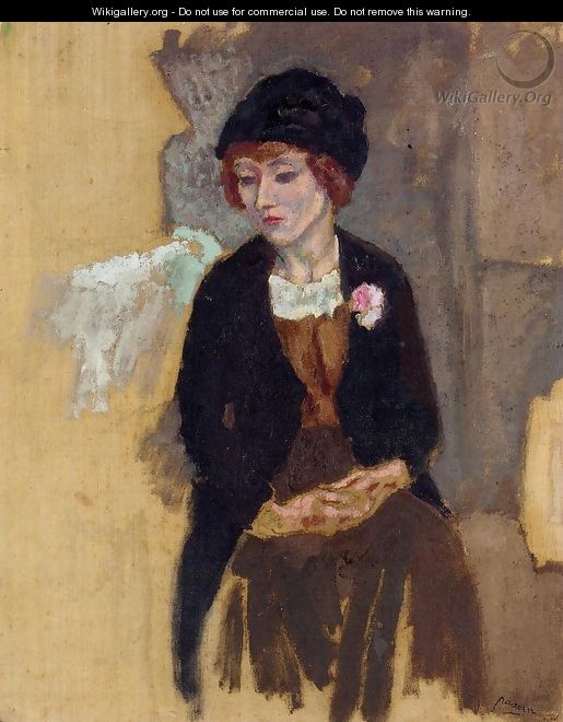 Hermine in a Black Hat - Jules Pascin