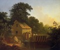 Landscape with Waterwheel and Boy Fishing - George Caleb Bingham