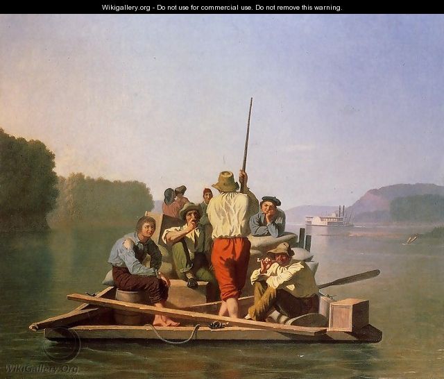 Lighter Relieving the Steamboat Aground - George Caleb Bingham