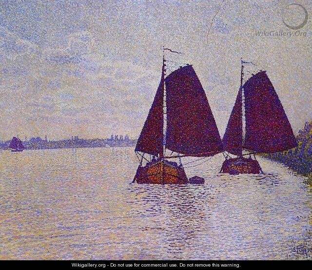 Barges on the River Scheldt - Theo van Rysselberghe
