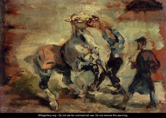 Horse Fighting His Groom - Henri De Toulouse-Lautrec