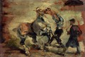 Horse Fighting His Groom - Henri De Toulouse-Lautrec