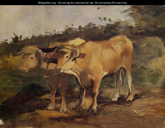Two Bulls Wearing a Yoke - Henri De Toulouse-Lautrec