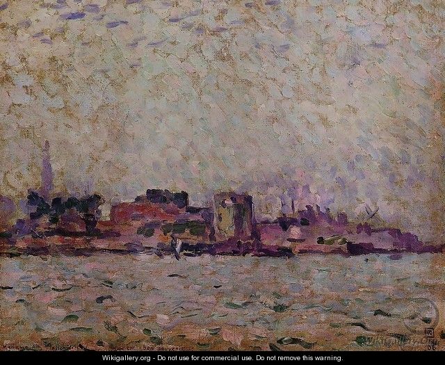 Morning Fog over the Port of Veer, Holland - Theo van Rysselberghe