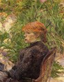 Red Haired Woman Seated in the Garden of M. Forest - Henri De Toulouse-Lautrec