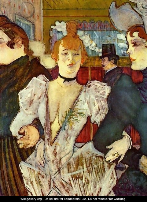 La Goulue Arriving at the Moulin Rouge with Two Women - Henri De Toulouse-Lautrec