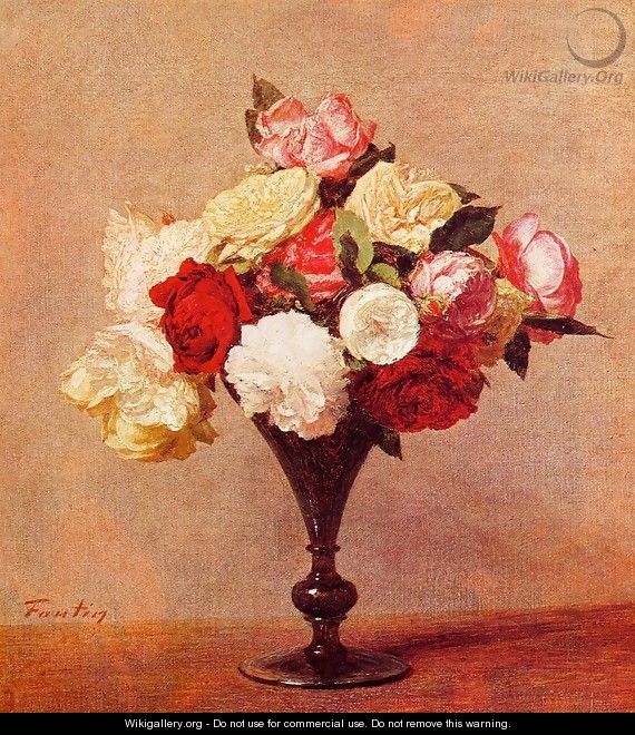 Roses in a Vase I - Ignace Henri Jean Fantin-Latour