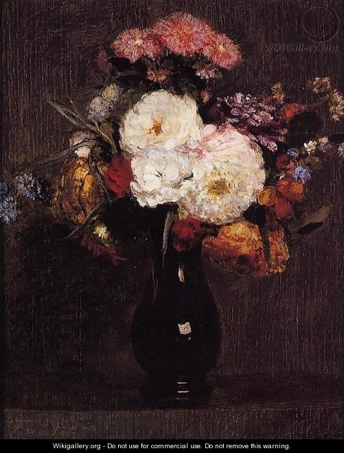 Dahlias, Queens Daisies, Roses and Corn Flowers - Ignace Henri Jean Fantin-Latour
