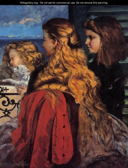 Three English Girls at a Window - Gustave Courbet