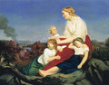 Woman and Children, with Indian Massacre in the Background - Trevor McClurg