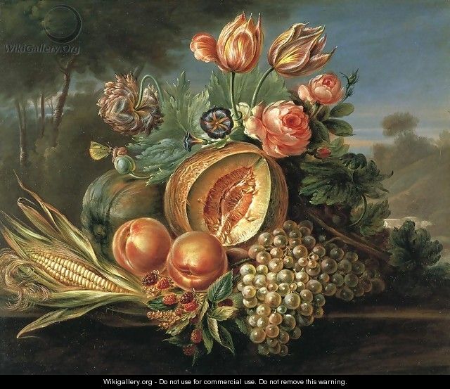 Still Life with Fruit and Flowers - Cornelius de Beet