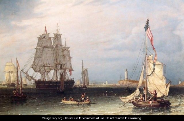 Shipping Scene at Boston Light - Robert Salmon