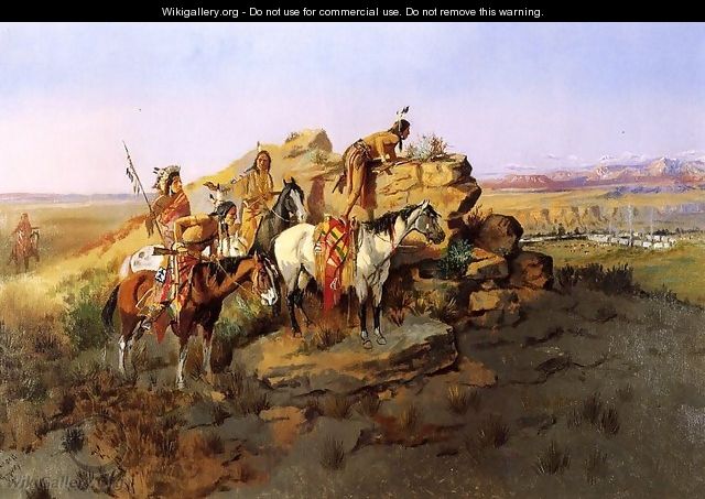 Watching the Settlers - Charles Marion Russell