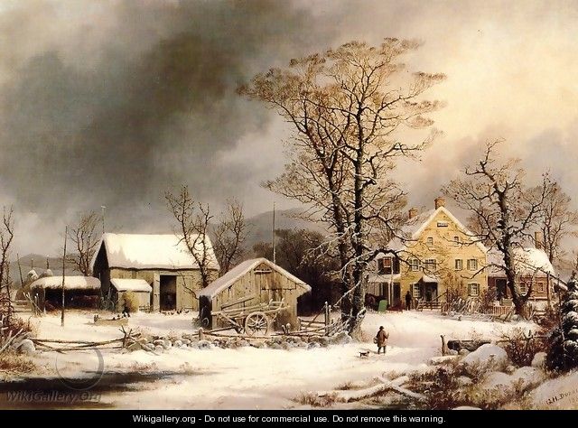 Winter in the Country, A Cold Morning - George Henry Durrie