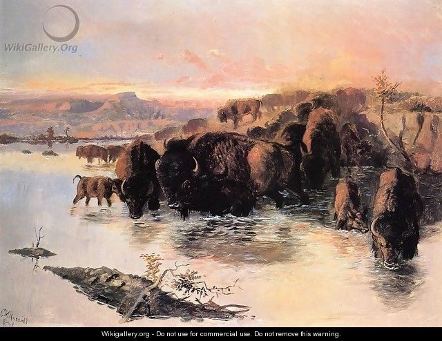 The Buffalo Herd - Charles Marion Russell