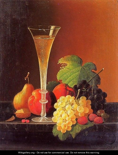 Fruit and a Glass of Champagne on a Tabletop - Severin Roesen