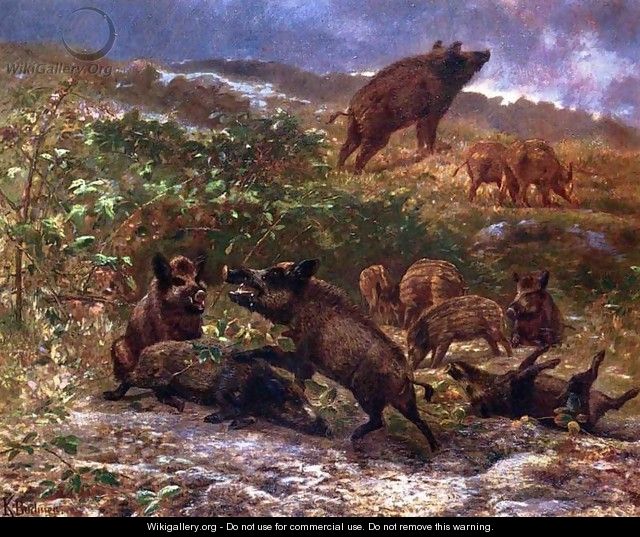 A Family of Wild Boar - Karl Bodmer