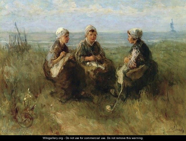 Three Women Knitting by the Sea - Jozef Israels
