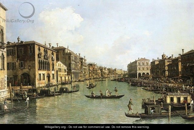 Grand Canal From the Campo Santa Sofia Towards the Rialto Bridge - (Giovanni Antonio Canal) Canaletto