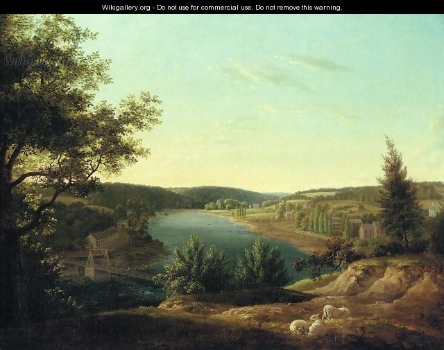 View of the Chain Bridge and Falls of Schuykill, Five Miles from Philadelphia - Thomas Birch
