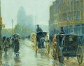 Horse-Drawn Cabs at Evening, New York - Frederick Childe Hassam