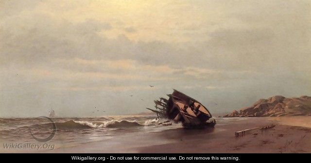 Shipwreck on a Sandy Beach - Francis Augustus Silva