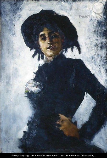 Portrait of a Lady in a Blackk Hat - Ralph Wormsley Curtis