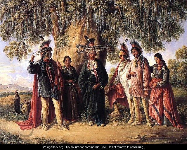 Six Kickapoo Indians, Chief and Family - August Theodor Schoefft