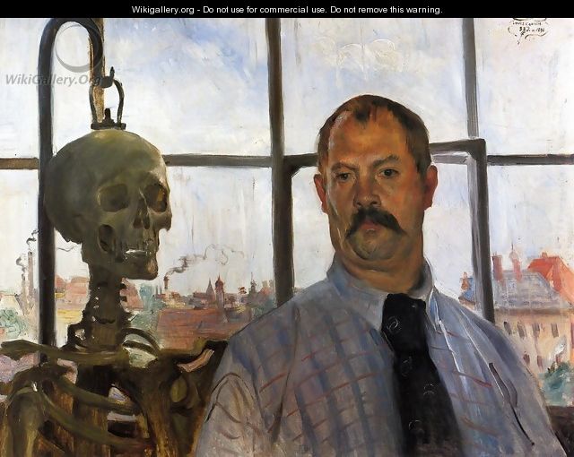 Self Portrait with Skeleton - Lovis (Franz Heinrich Louis) Corinth