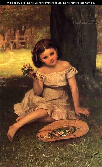 Young Girl with Flowers - John George Brown